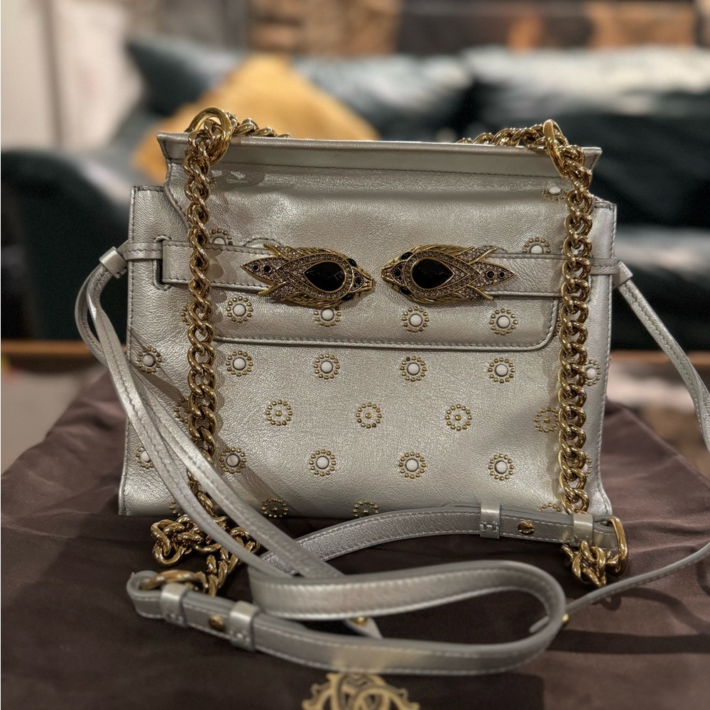 Roberto Cavalli couture Silver and Gold Chain Shoulder Bag.